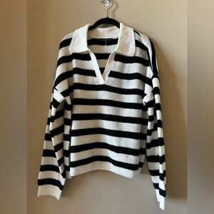 NWOT LOVE ELLIE Black and Off White Striped Sweater